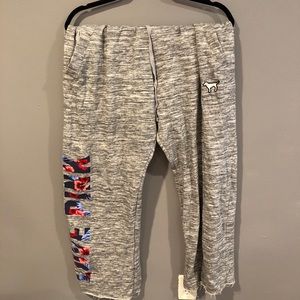 Gray PINK Floral Boyfriend Pants